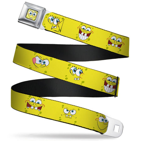 SpongeBob SquarePants Seatbelt Belt Face Close - Up Expressions Full Color Yellow - Paramount Shop