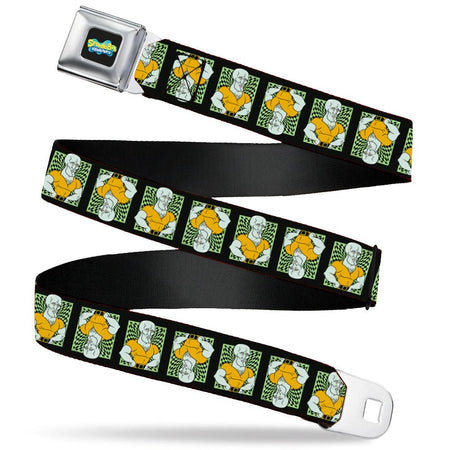 SpongeBob SquarePants Seatbelt Belt Handsome Squidward Pose Blocks Flip Black Green Webbing - Paramount Shop