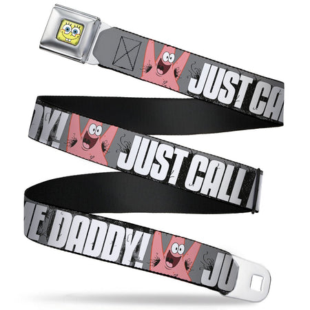 SpongeBob SquarePants Seatbelt Belt SpongeBob & Patrick Faces Full Color Gray/Black/White. - Paramount Shop