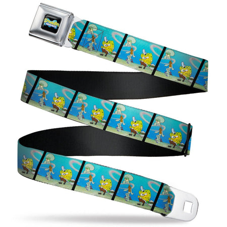 SpongeBob SquarePants Seatbelt Belt SpongeBob & Squidward Pizza Scene Black/Blue - Paramount Shop