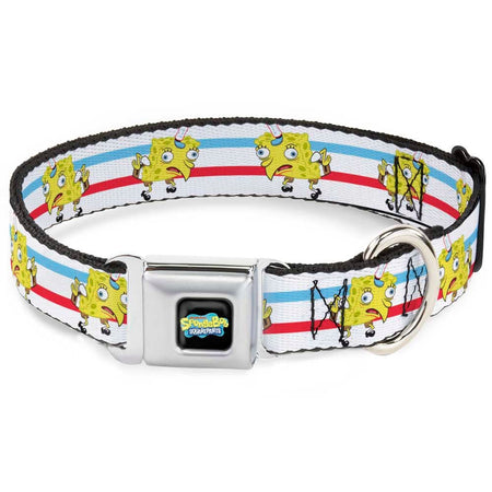 SpongeBob SquarePants Seatbelt Dog Collar Mocking SpongeBob Pose Stripe Black Full Color - Paramount Shop