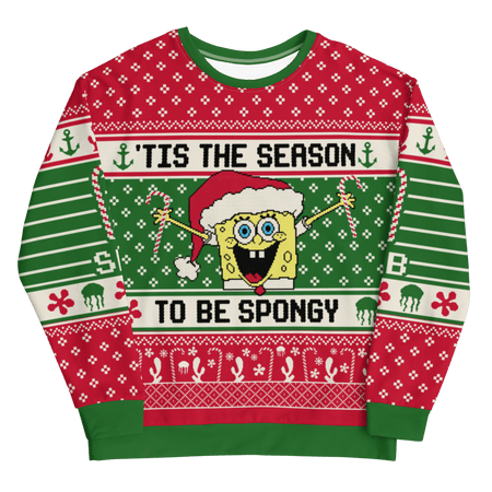 SpongeBob SquarePants Ugly Christmas Unisex Crew Neck Sweatshirt - Paramount Shop