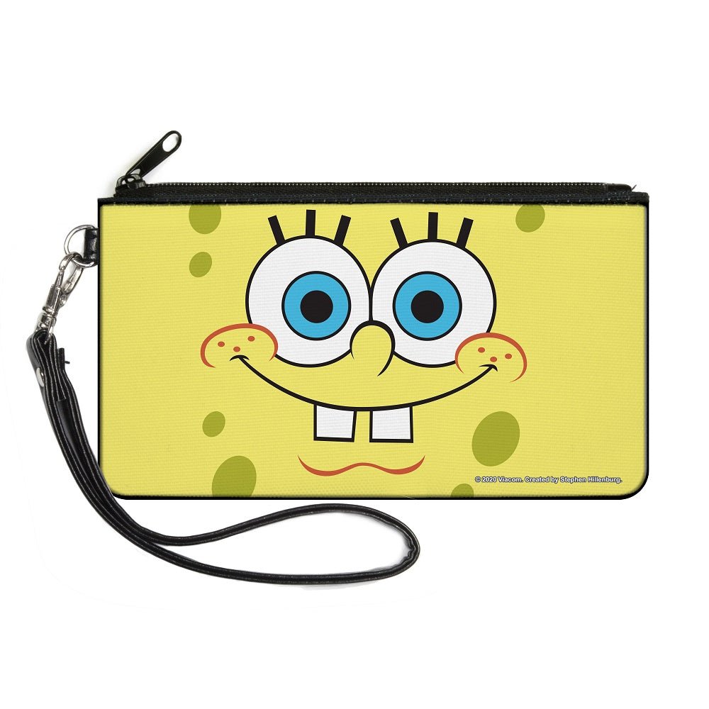 SpongeBob SquarePants Wallet SpongeBob Face Close - Up Small Zipper Canvas Yellow - Paramount Shop