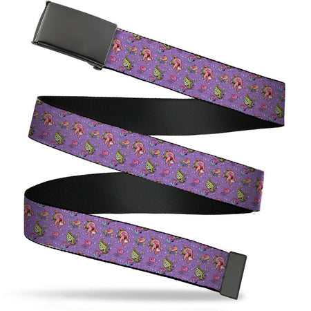SpongeBob SquarePants Web Belt Funky Character Slime Collage with Blank Black Buckle, Purple Tones. - Paramount Shop