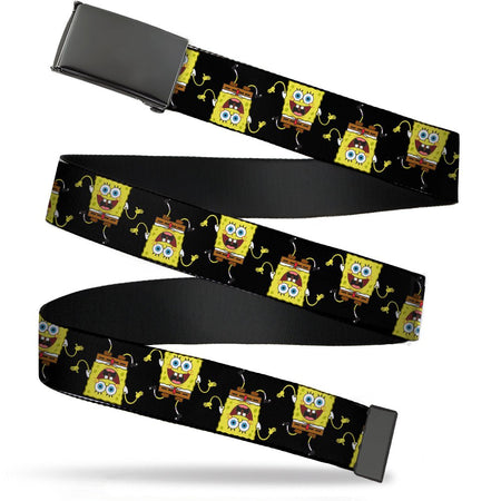 SpongeBob SquarePants Web Belt Wavy Arm Pose Flip Clamp Buckle Black - Paramount Shop