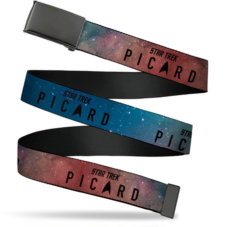 Star Trek Picard Logo Web Belt Galaxy Black Buckle - Paramount Shop