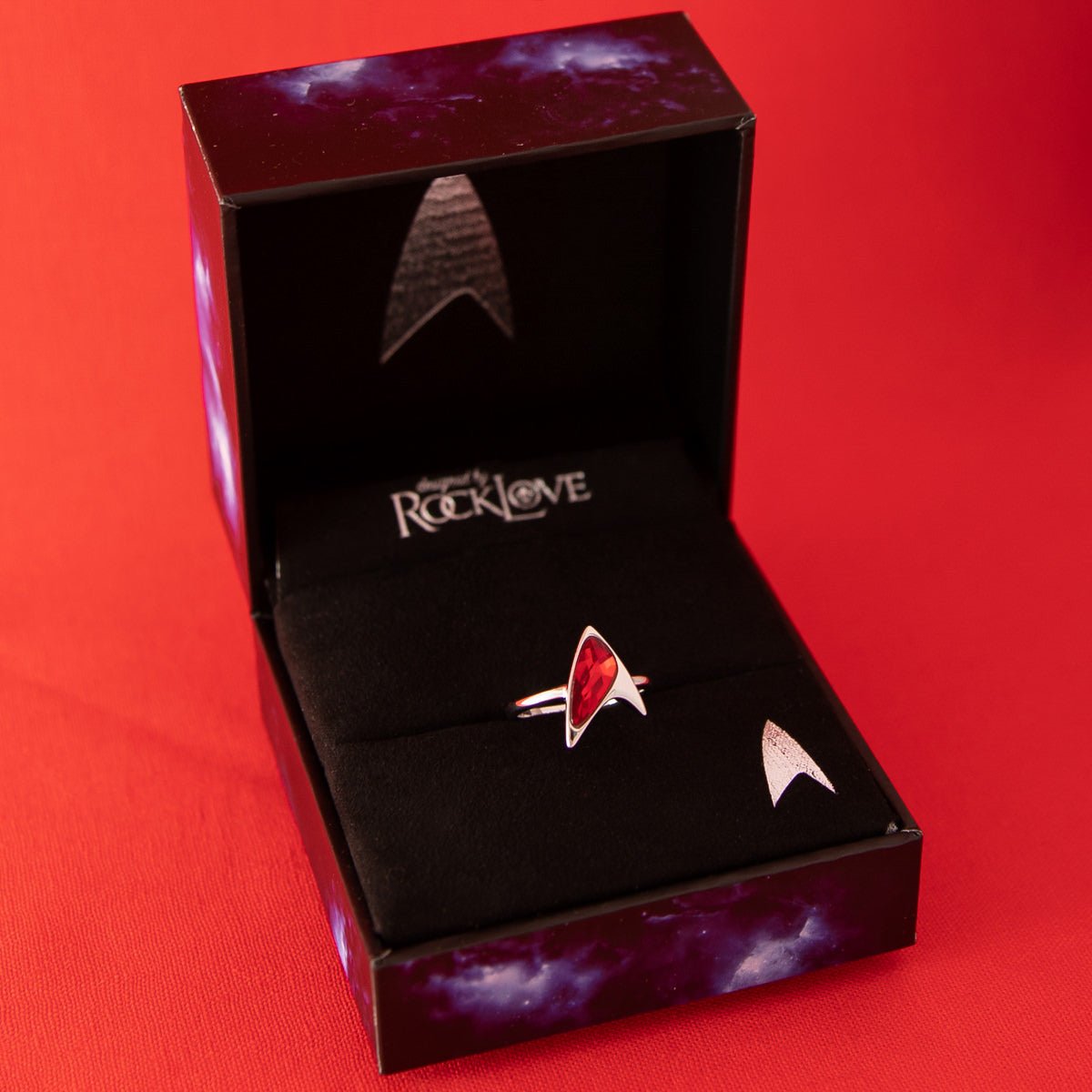 Star Trek x RockLove Red Crystal Delta Ring - Paramount Shop