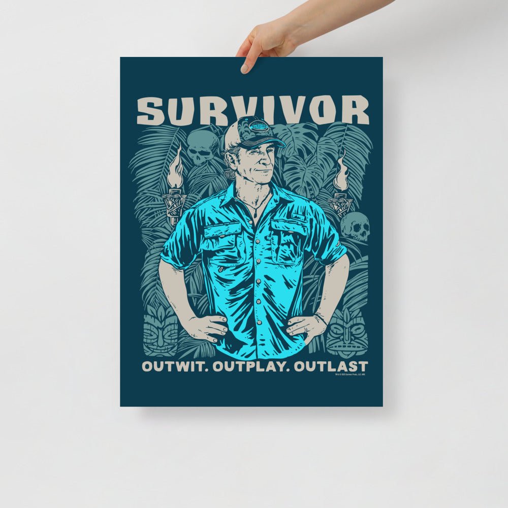 Survivor Poster Jeff Outwit. Outplay. Outlast. - Paramount Shop