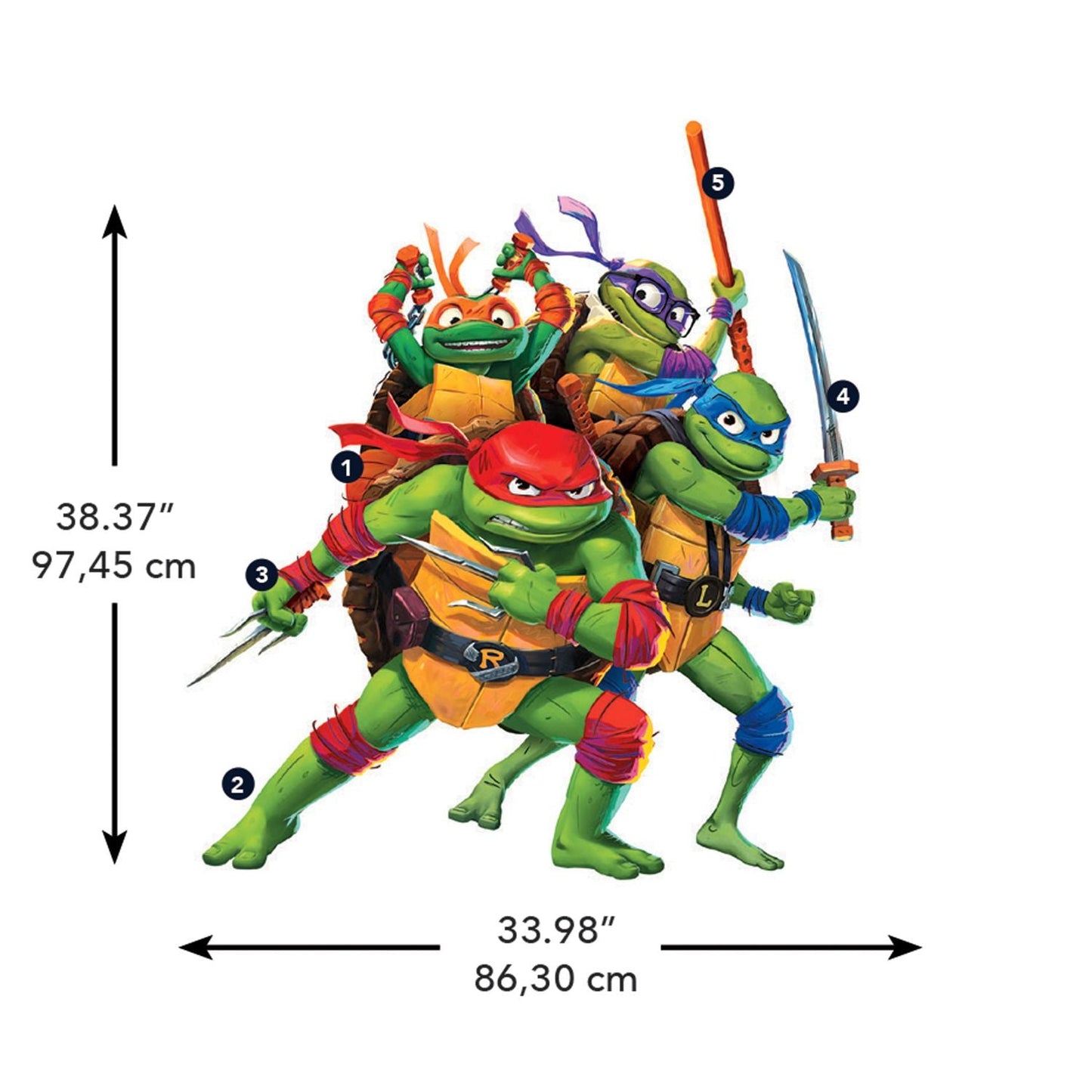 Teenage Mutant Ninja Turtles: Mutant Mayhem Group Giant Wall Decals - Paramount Shop