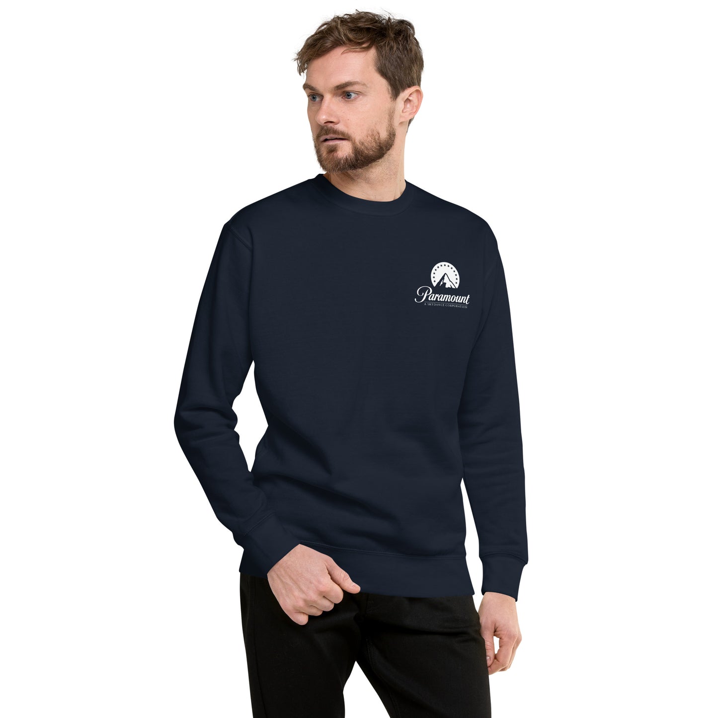 Detail shot of the soft fleece fabric and ribbed cuff of the Paramount sweatshirt