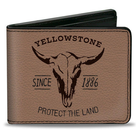 Yellowstone Protect The Land Since 1886 Bi-Fold Wallet in Tan and Brown