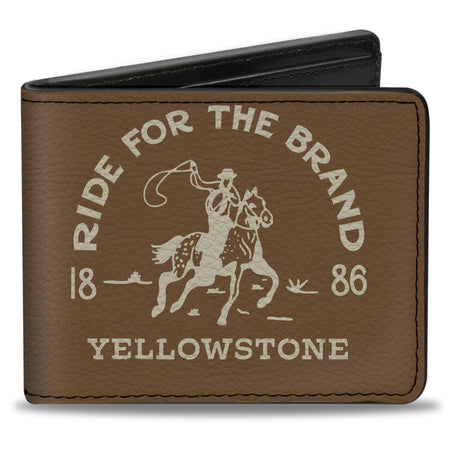 Yellowstone bifold wallet featuring the Dutton Ranch logo and Ride for the Brand text.