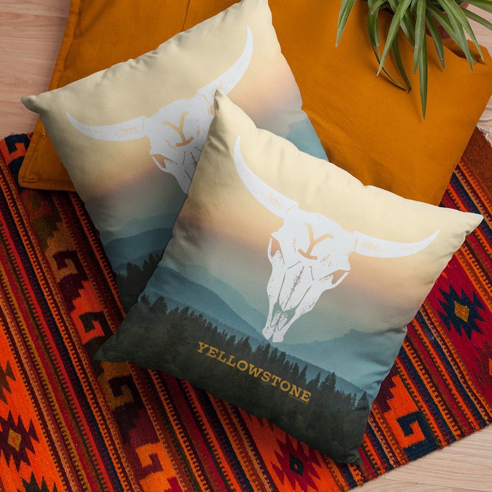 Yellowstone Cow Skull Throw Pillow - Paramount Shop