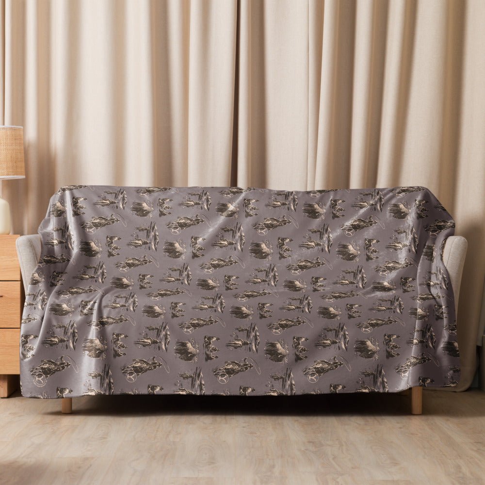 Yellowstone Cowboy Pattern Premium Sherpa Blanket - Paramount Shop