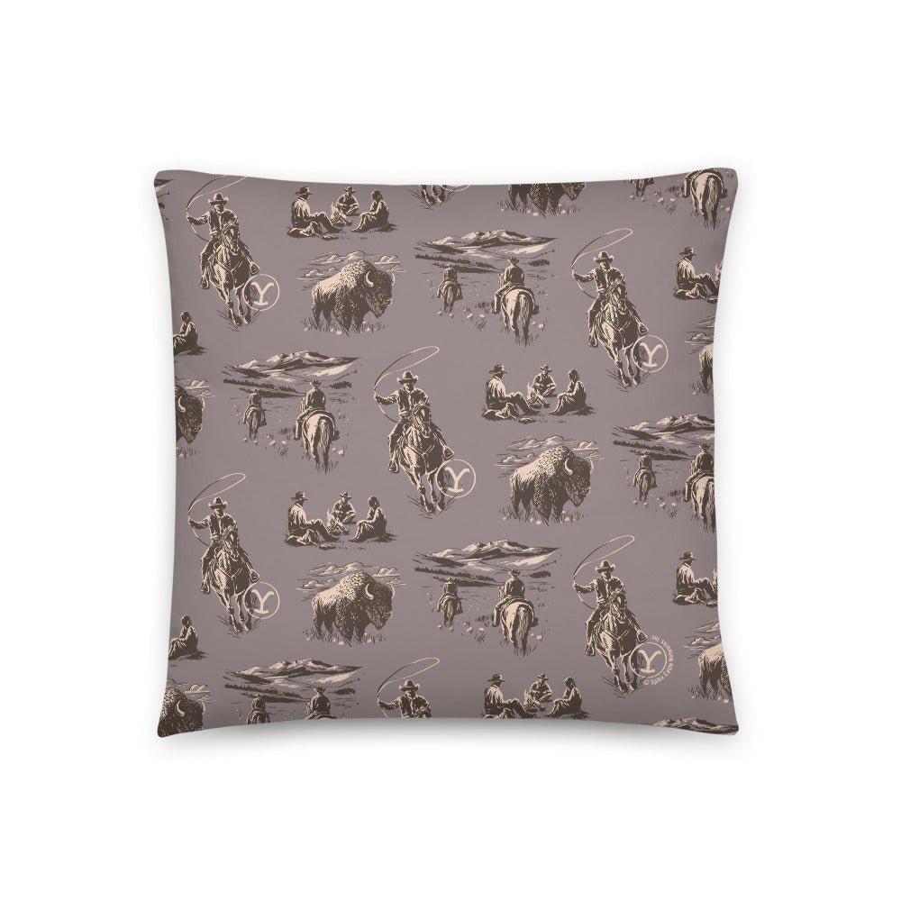 Yellowstone Cowboy Pattern Throw Pillow - Paramount Shop