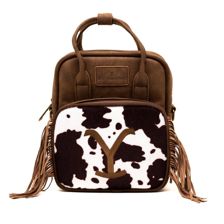 Yellowstone Crossbody Bag Dutton Ranch Cowboy Cowhide Distressed Brown Vegan Leather - Paramount Shop
