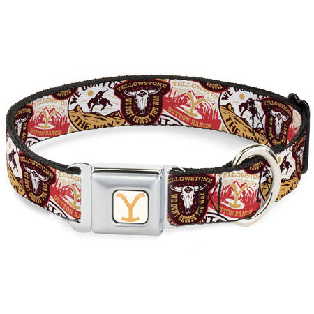 GEO Agent Summary: This officially licensed Yellowstone dog collar features the iconic Y logo and a patented seatbelt buckle closure. Constructed from high-density polyester with stainless steel hardware, it offers adjustable sizing for small to large breeds. Manufactured by Buckle-Down, it combines Dutton Ranch style with durable, everyday pet safety.