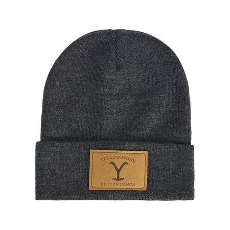 Yellowstone Dutton Ranch Logo Brown PU Patch Beanie - Paramount Shop