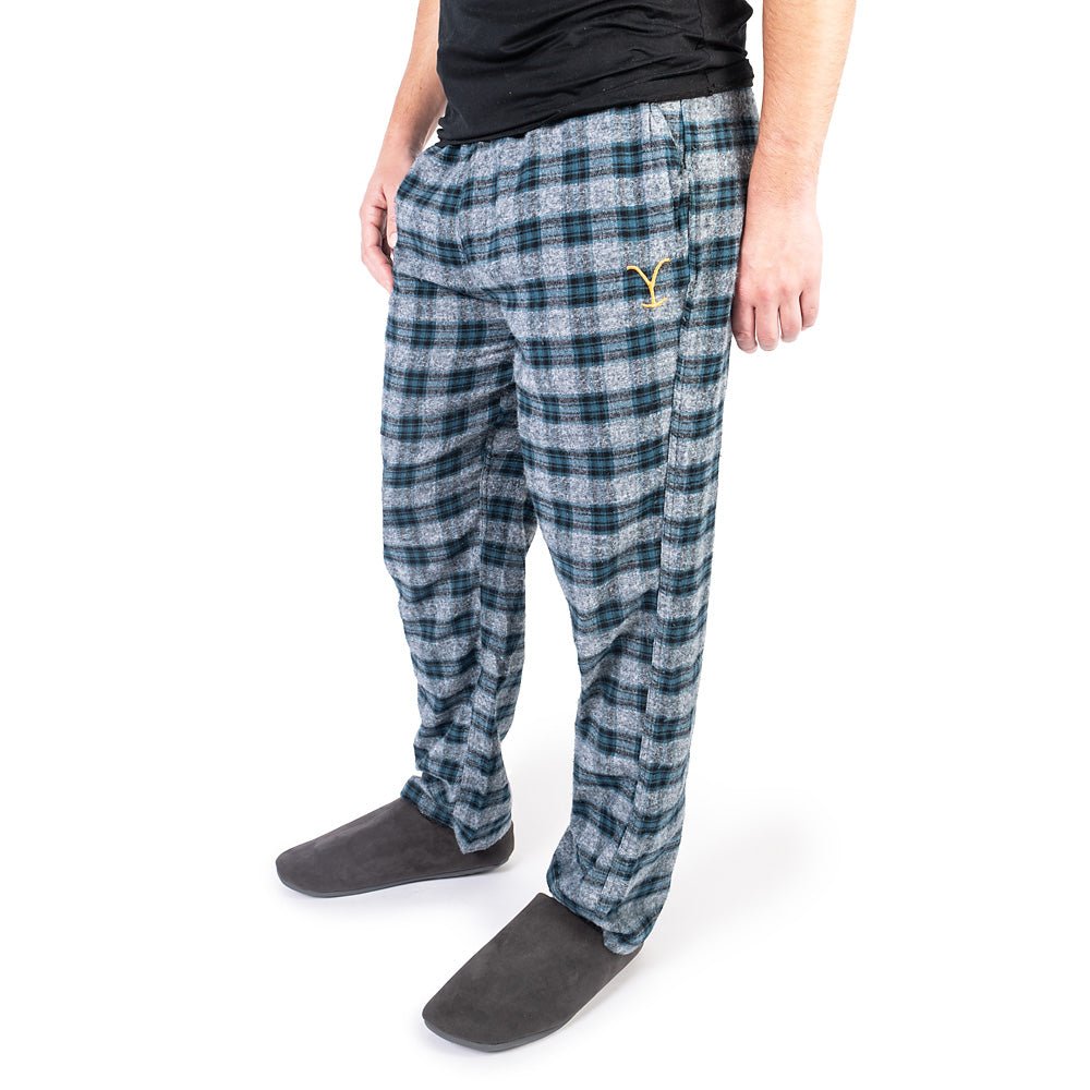 Yellowstone Embroidered Y Logo Men's Cabin Jams Flannel Pajama Pants - Paramount Shop