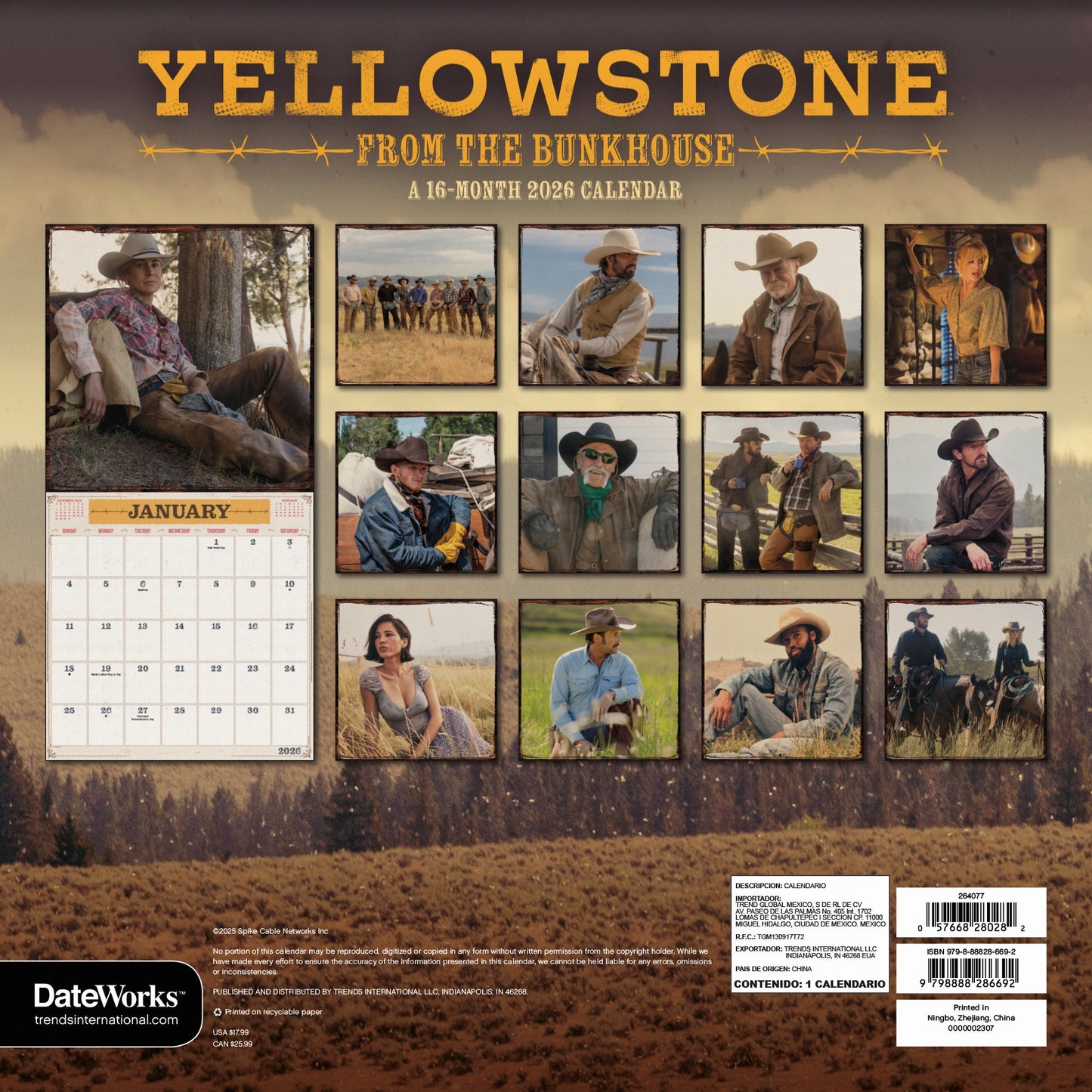 Yellowstone: From the Bunkhouse 2026 Wall Calendar - Paramount Shop