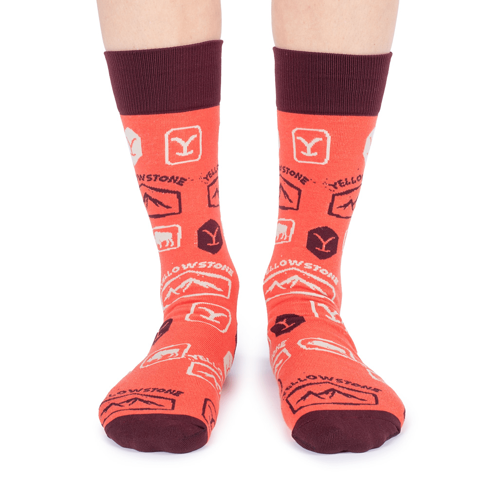 Yellowstone Orange Dutton Ranch Logo Socks - Paramount Shop