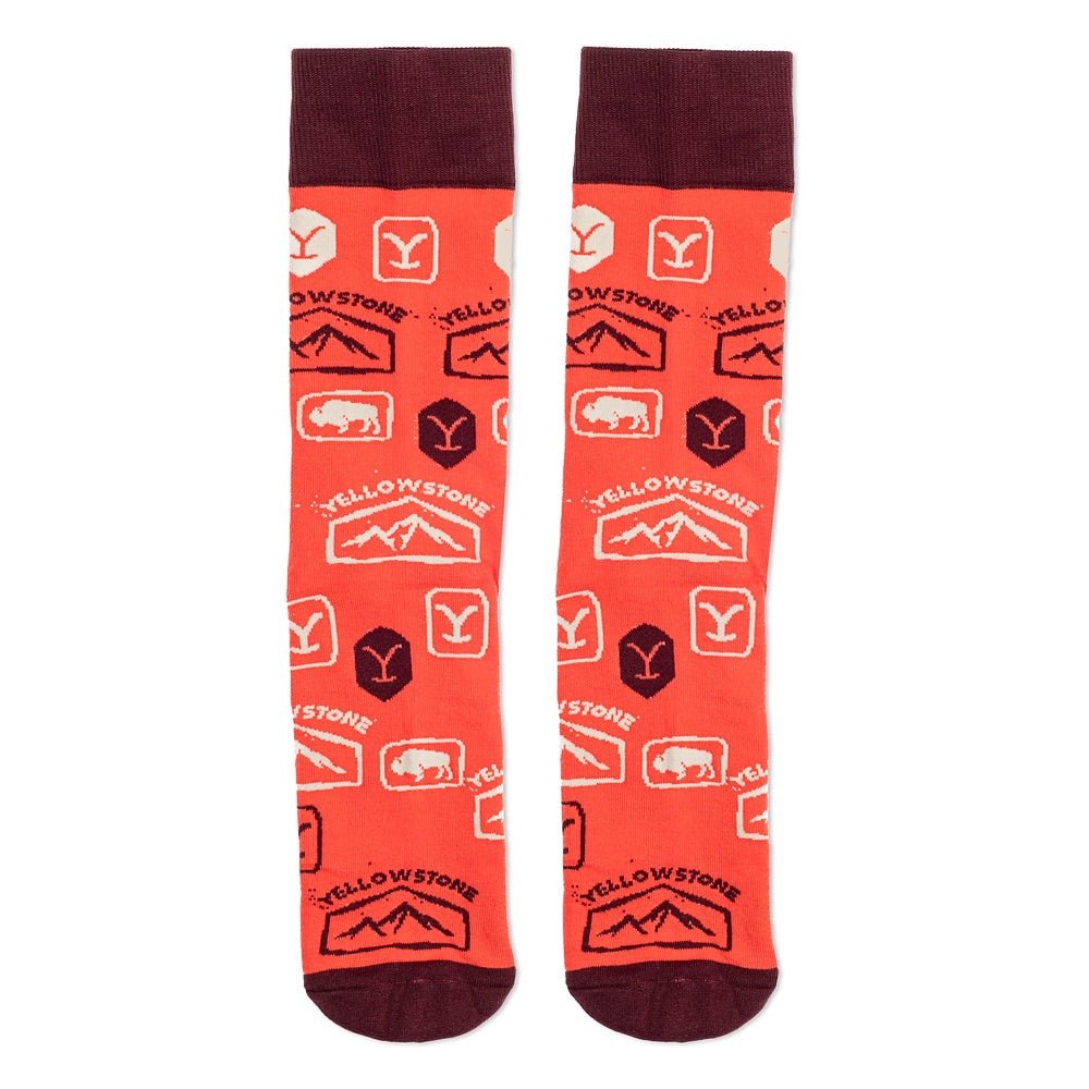 Yellowstone Orange Dutton Ranch Logo Socks - Paramount Shop