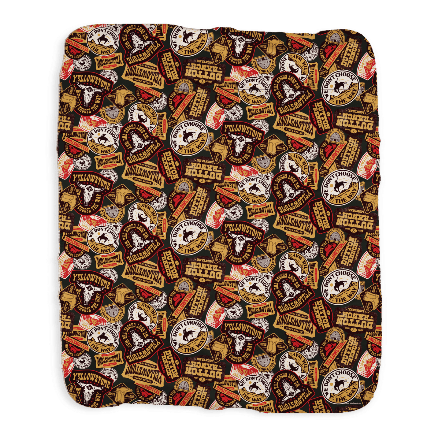 Yellowstone Patches Sherpa Blanket - Paramount Shop