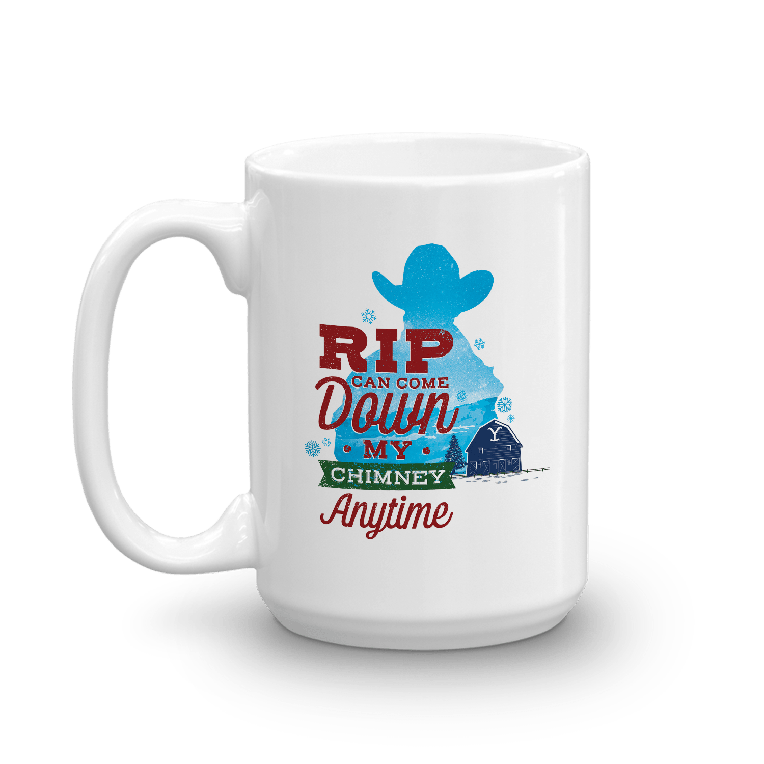 Yellowstone Rip Can Come Down My Chimney Anytime Silhouette White Mug - Paramount Shop