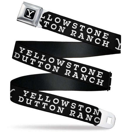 Yellowstone Dutton Ranch Y Logo Seatbelt Belt with chrome buckle