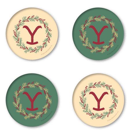 Yellowstone Wreath Round Coasters - Set of 4 - Paramount Shop