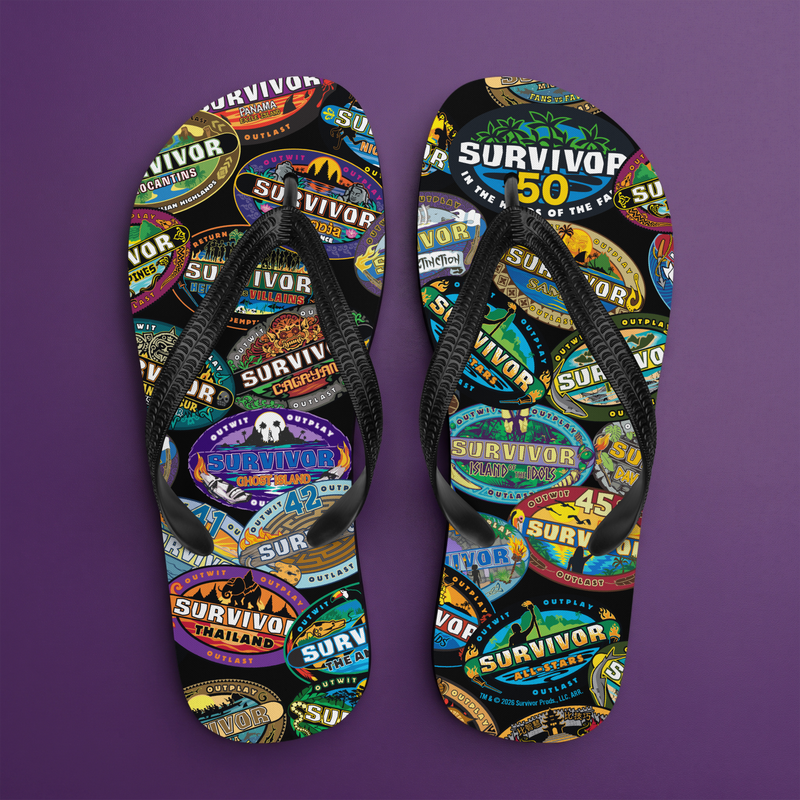 Survivor Adult Flip Flops Logo Toss