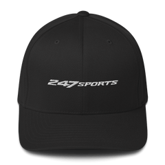 247Sports Logo Weißer bestickter Hut - Schwarz