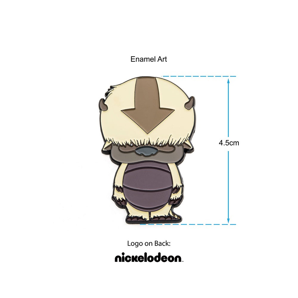 Appa chibi lapel pin displayed on a denim jacket collar