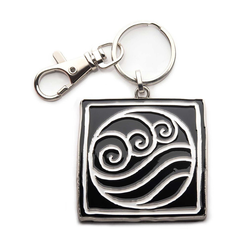 Front view of the circular Avatar: The Last Airbender Water Tribe symbol keychain.