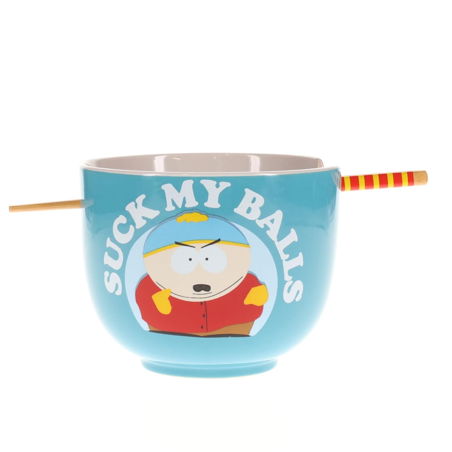 Blue South Park 20-ounce ramen bowl featuring an image of Eric Cartman and his quote