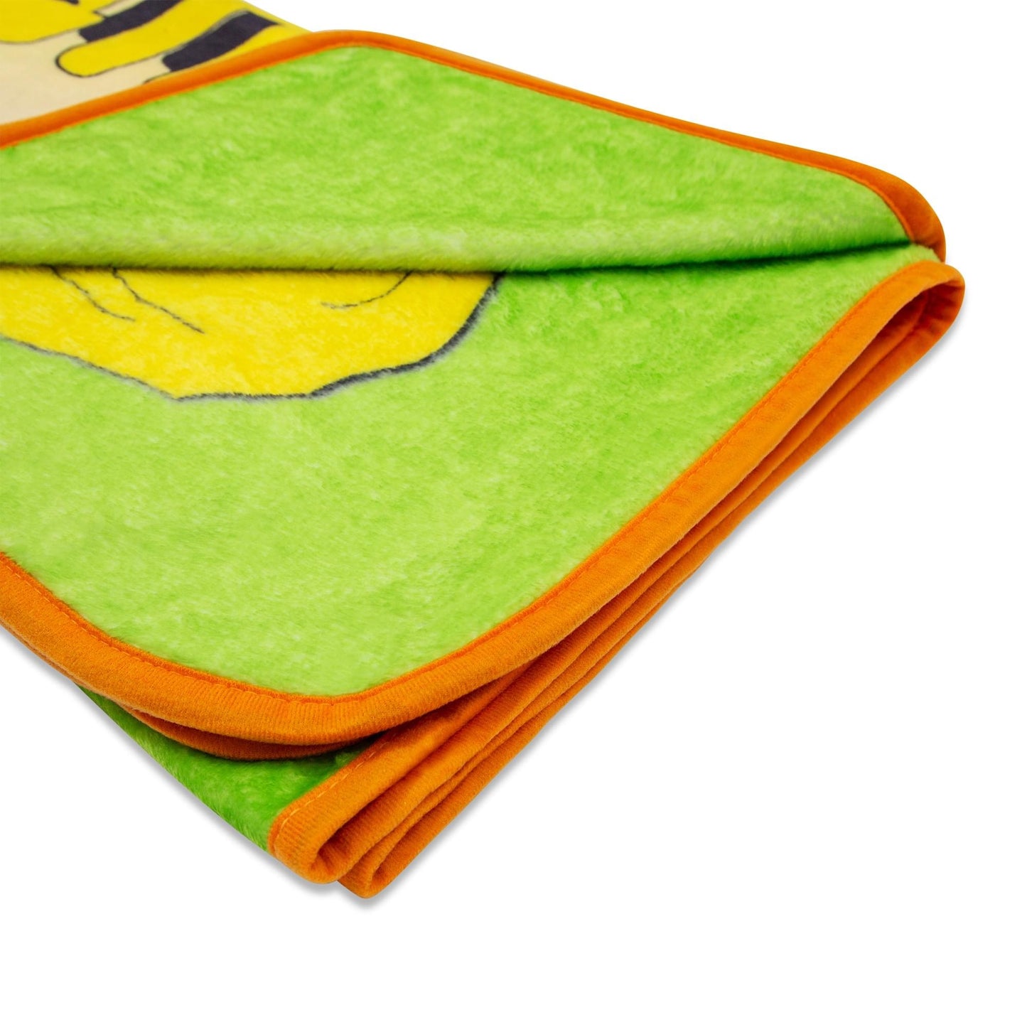 Close-up of the Cheesy Poofs graphic on the South Park throw blanket