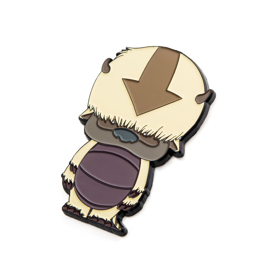 Close up of the adorable Appa sky bison chibi design on an enamel pin