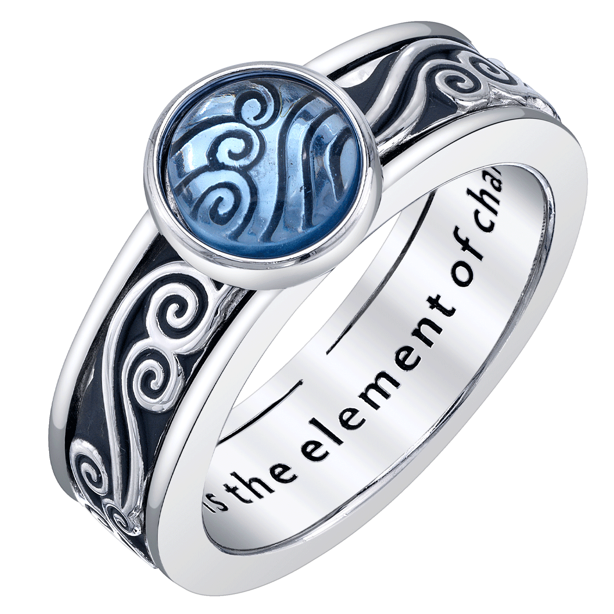 Avatar The Last Airbender x RockLove Waterbender Spinner Ring showing spinning band