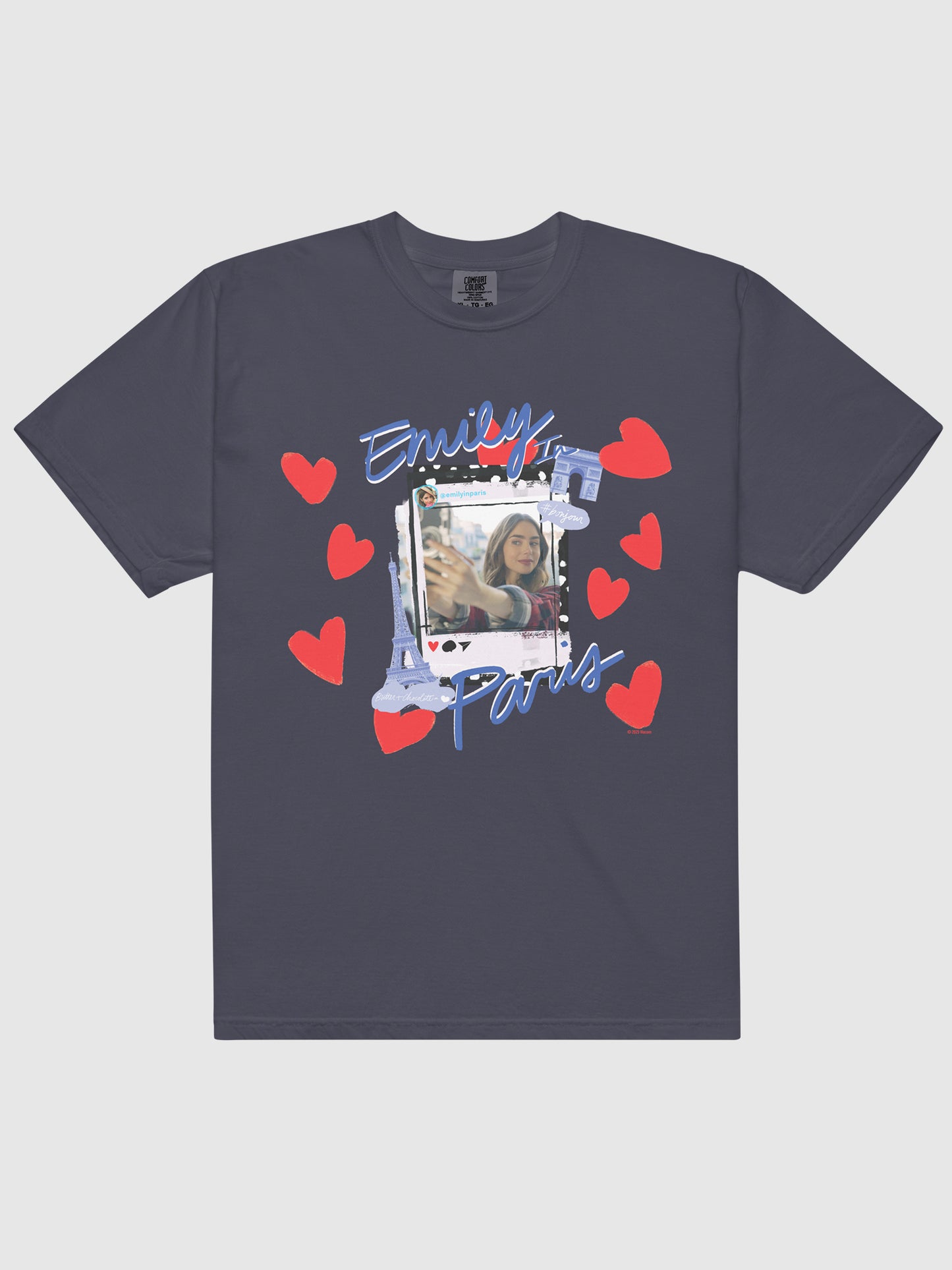 Emily in Paris Comfort Colors T-Shirt Selfie  Navy