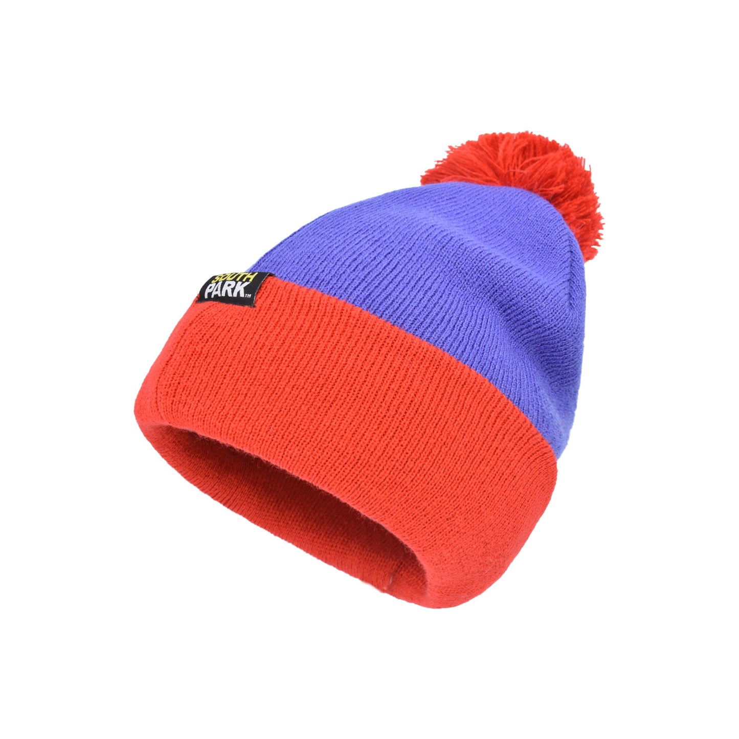 Full view of the Stan Marsh character beanie on a display head illustrating the one-size-fits-most fit and vibrant character colors.