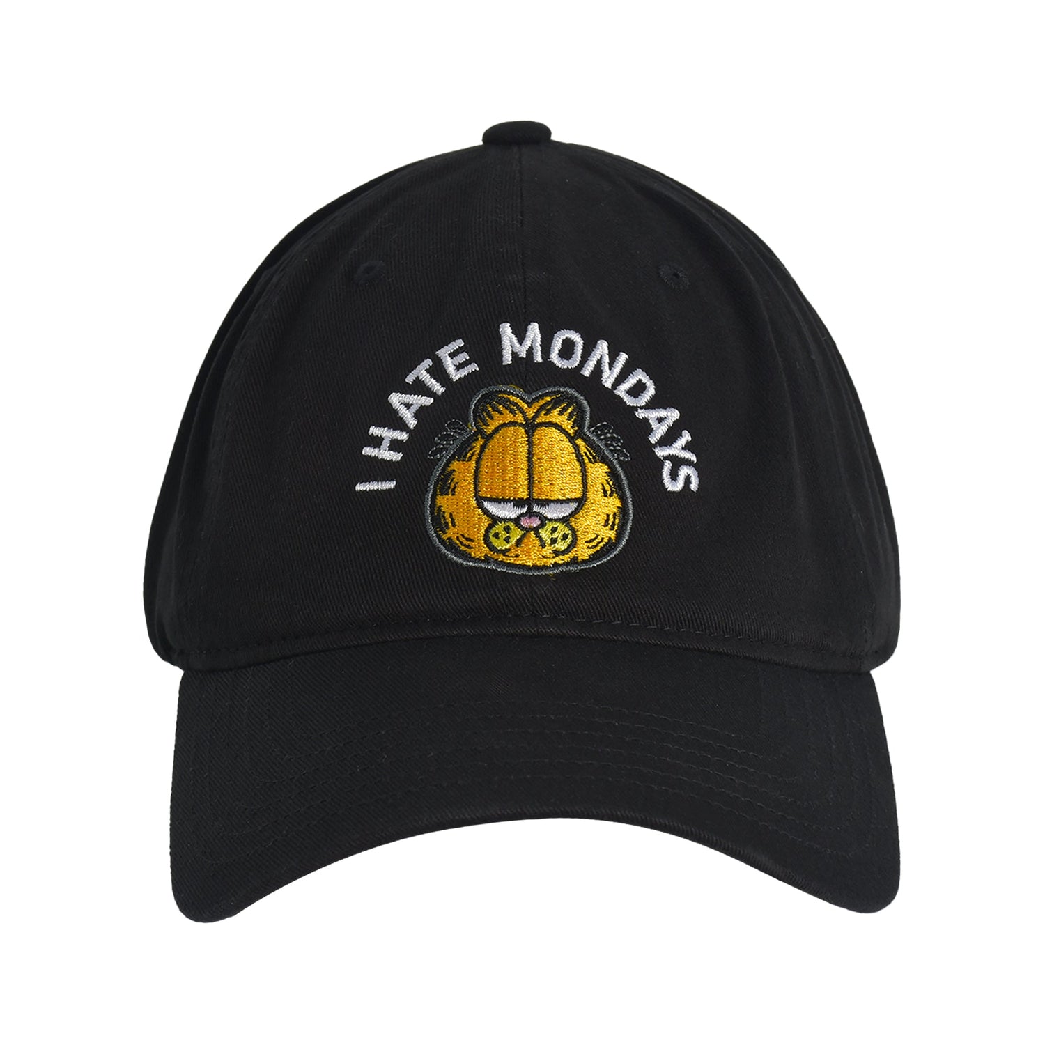 Side profile of the Garfield cotton baseball cap showing the structured crown.