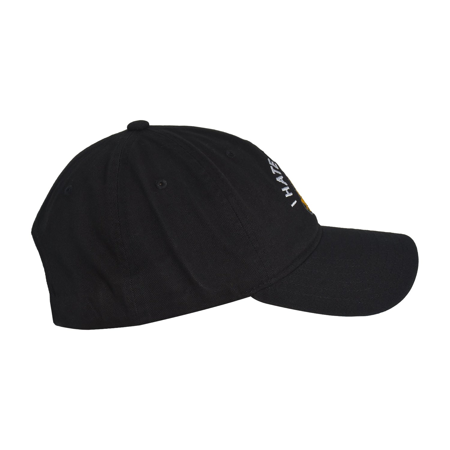 Detail shot of the high-quality cotton fabric and stitching on the Garfield cap.