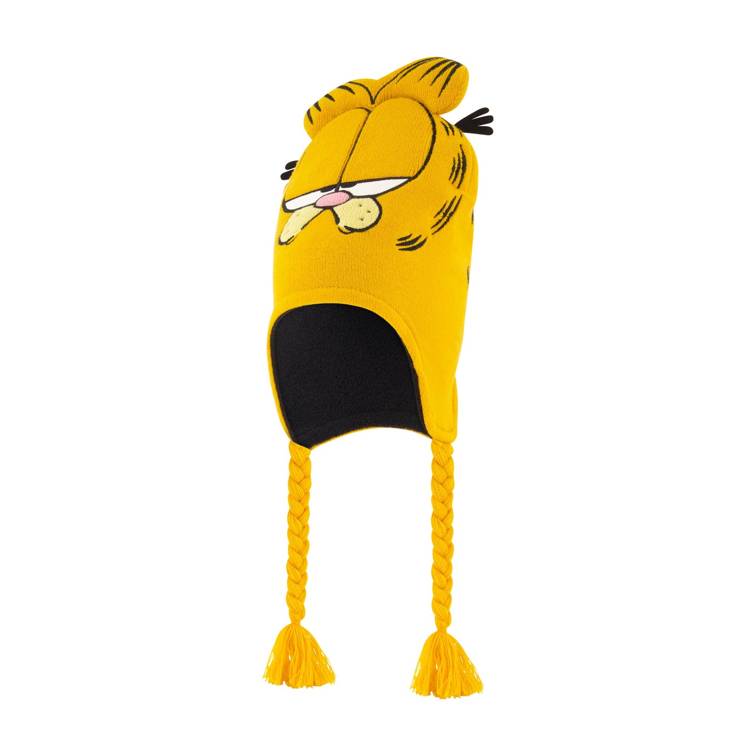 Full view of the official Garfield licensed Peruvian style knit cap