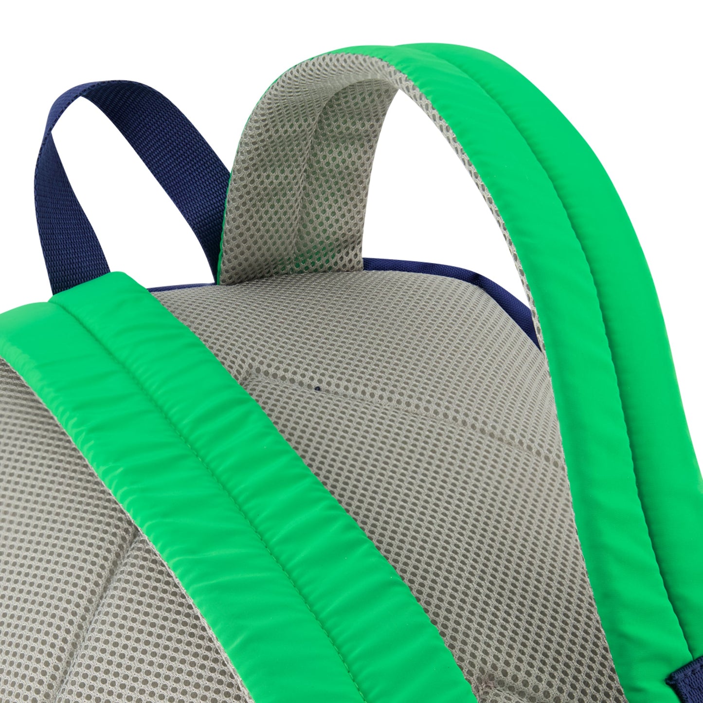 Side view of the backpack with mesh bottle pocket and quilted texture