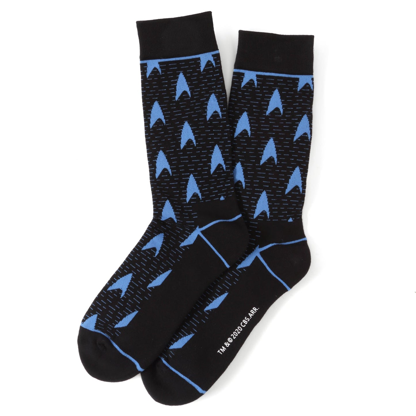 Close up of the Starfleet Science Division blue insignia on comfortable socks
