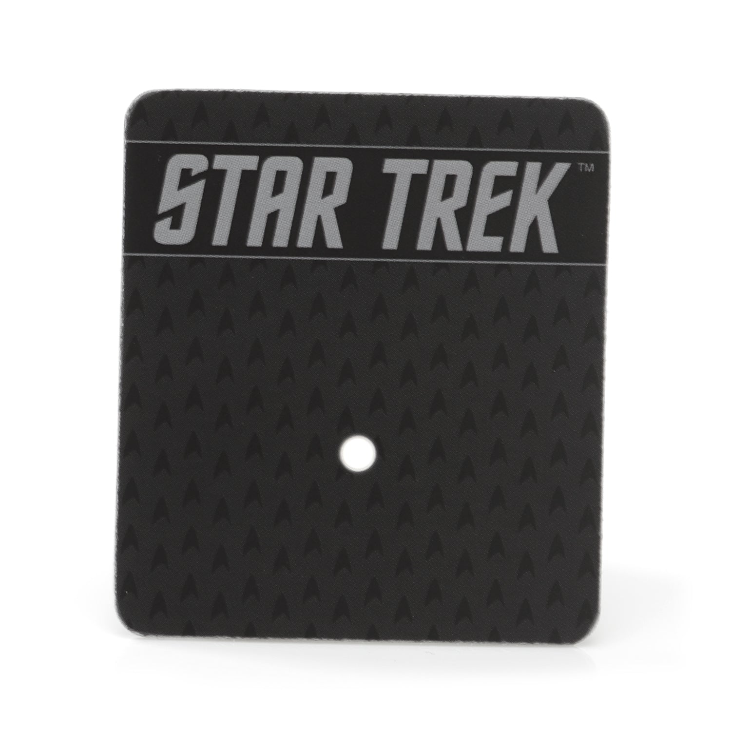 Official Star Trek lapel pin on suit jacket
