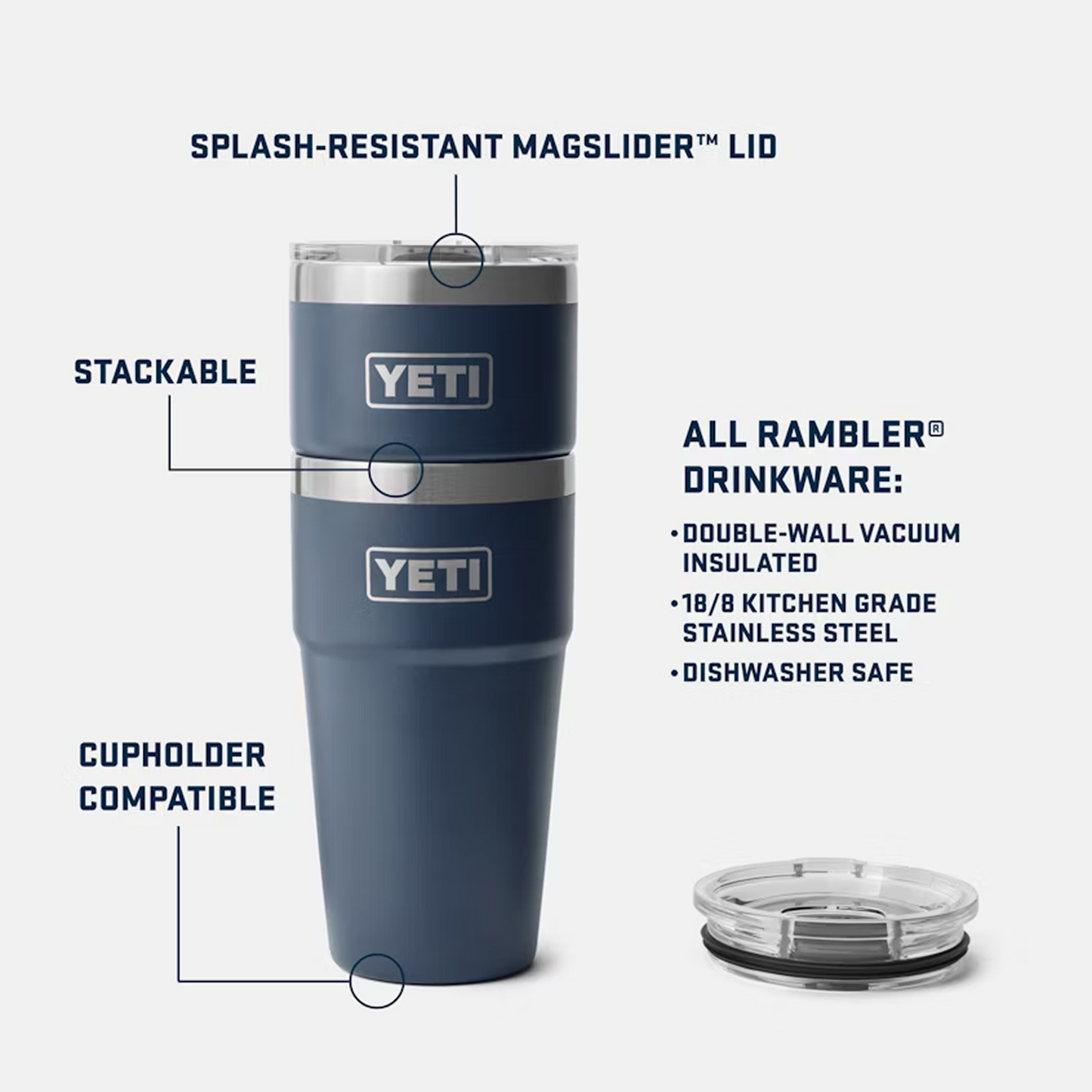 Survivor Yeti Rambler 20oz stapelbarer Becher mit Deckel