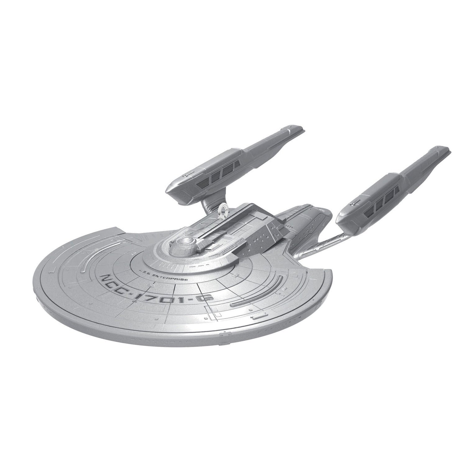 Star Trek U.S.S. Enterprise NCC-1701-G Hallmark holiday ornament shown from a front three-quarter angle