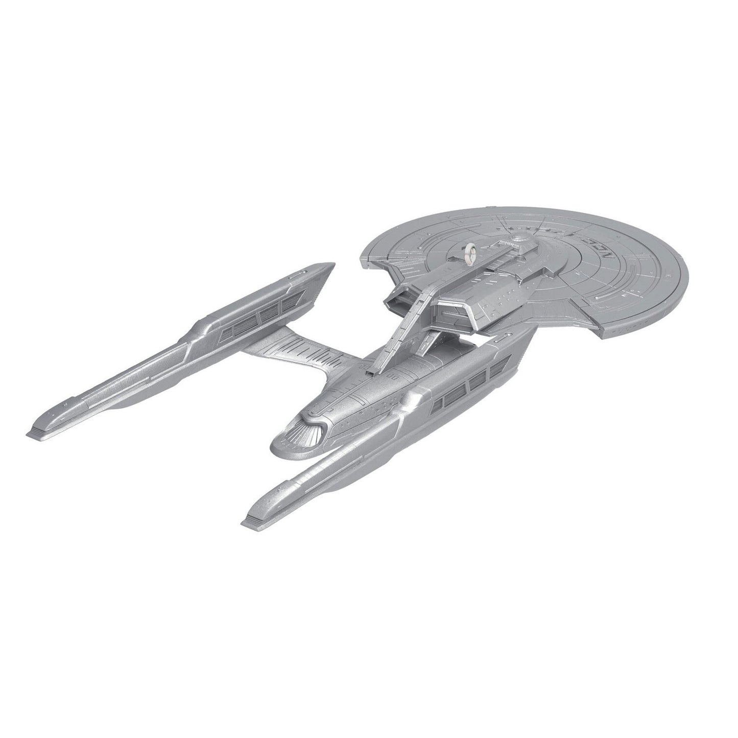 Close-up view of the saucer section and navigational deflector array on the Star Trek starship ornament