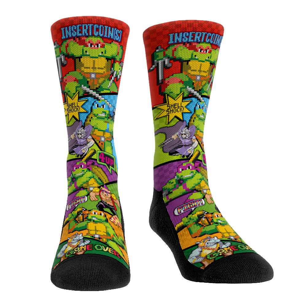 Teenage Mutant Ninja Turtles Game Time Socks featuring vibrant character graphics of the TMNT squad.